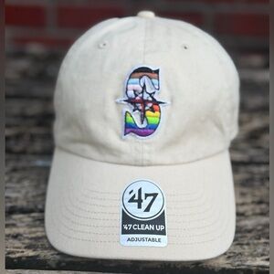 NWT ‘47 Seattle Mariners Team Pride Clean Up Khaki Adjustable Baseball Hat T5